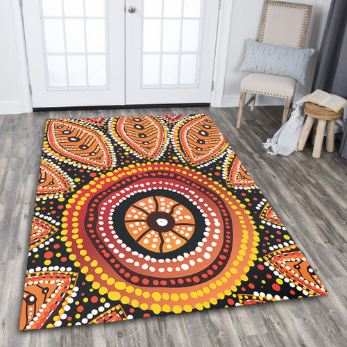 Australia Aboriginal Area Rug - Beautiful Dotted Leaves Aboriginal Art Background Area Rug Australia Aboriginal Area Rug - Beautiful Dotted Leaves Aboriginal Art Background Area Rug