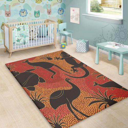 Australia Aboriginal Area Rug - Aboriginal Dot Art With Animals Area Rug Australia Aboriginal Area Rug - Aboriginal Dot Art With Animals Area Rug