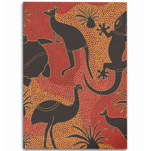 Australia Aboriginal Area Rug - Aboriginal Dot Art With Animals Area Rug Australia Aboriginal Area Rug - Aboriginal Dot Art With Animals Area Rug
