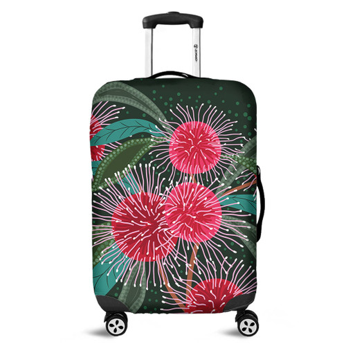 Australia Aboriginal Luggage Cover - Australian Hakea Flowers Painting In Aboriginal Style Luggage Cover Australia Aboriginal Luggage Cover - Australian Hakea Flowers Painting In Aboriginal Style Luggage Cover