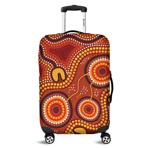Australia Aboriginal Luggage Cover - Connection Concept Dot Aboriginal Colorful Painting Luggage Cover Australia Aboriginal Luggage Cover - Connection Concept Dot Aboriginal Colorful Painting Luggage Cover