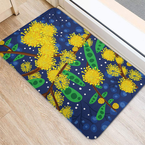 Australia Aboriginal Doormat - Australian Yellow Wattle Flower Artwork Doormat Australia Aboriginal Doormat - Australian Yellow Wattle Flower Artwork Doormat