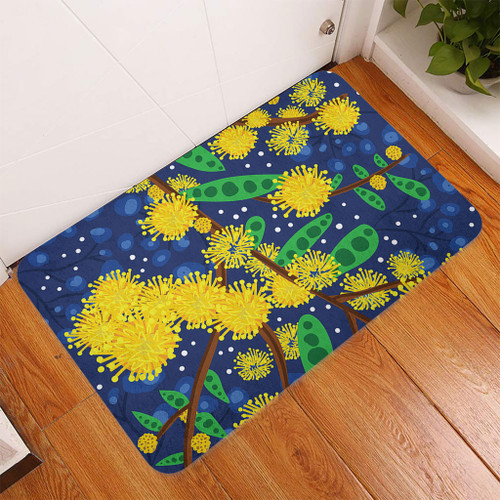 Australia Aboriginal Doormat - Australian Yellow Wattle Flower Artwork Doormat Australia Aboriginal Doormat - Australian Yellow Wattle Flower Artwork Doormat