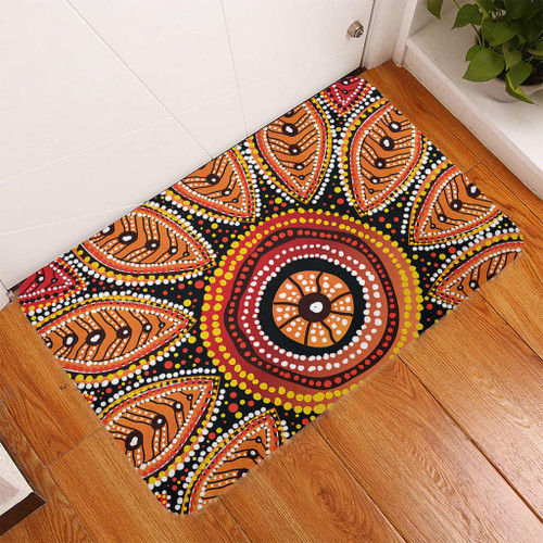 Australia Aboriginal Doormat - Beautiful Dotted Leaves Aboriginal Art Background Doormat Australia Aboriginal Doormat - Beautiful Dotted Leaves Aboriginal Art Background Doormat