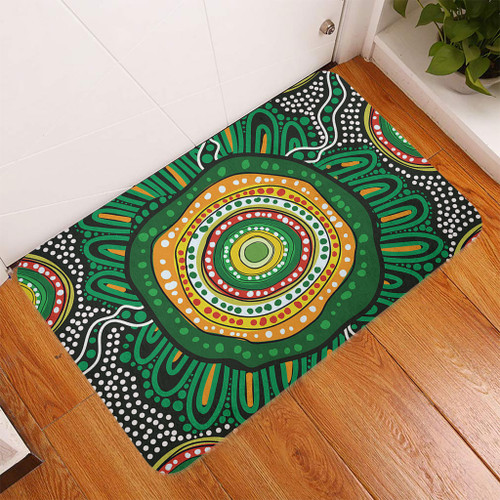 Australia Aboriginal Doormat - Green Aboriginal Style Dot Painting Doormat Australia Aboriginal Doormat - Green Aboriginal Style Dot Painting Doormat