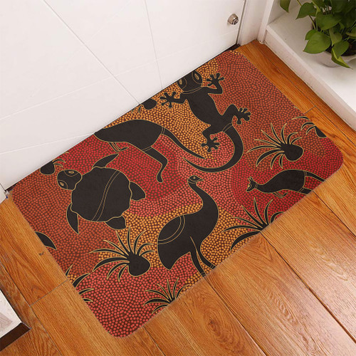 Australia Aboriginal Doormat - Aboriginal Dot Art With Animals Doormat Australia Aboriginal Doormat - Aboriginal Dot Art With Animals Doormat