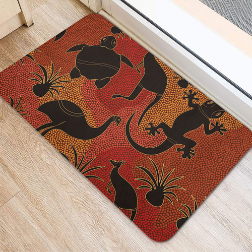 Australia Aboriginal Doormat - Aboriginal Dot Art With Animals Doormat Australia Aboriginal Doormat - Aboriginal Dot Art With Animals Doormat