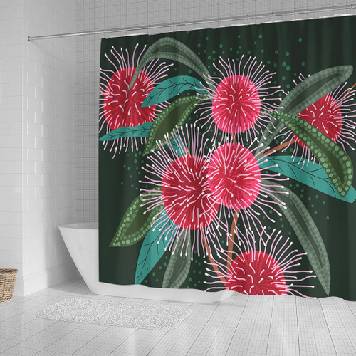 Australia Aboriginal Shower Curtain - Australian Hakea Flowers Painting In Aboriginal Style Shower Curtain Australia Aboriginal Shower Curtain - Australian Hakea Flowers Painting In Aboriginal Style Shower Curtain