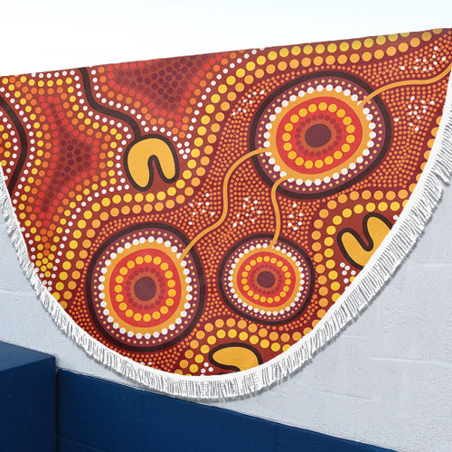 Australia Aboriginal Beach Blanket - Connection Concept Dot Aboriginal Colorful Painting Beach Blanket Australia Aboriginal Beach Blanket - Connection Concept Dot Aboriginal Colorful Painting Beach Blanket
