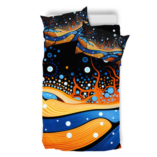 Australia Dreaming Aboriginal Bedding Set - Aboriginal Art Indigenous Dot Painting Inspired Bedding Set Australia Dreaming Aboriginal Bedding Set - Aboriginal Art Indigenous Dot Painting Inspired Bedding Set