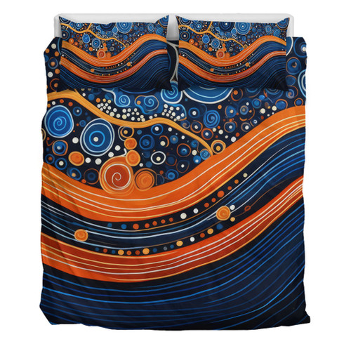 Australia Dreaming Aboriginal Bedding Set - Aboriginal Culture Indigenous Dot Art Painting Inspired Bedding Set
