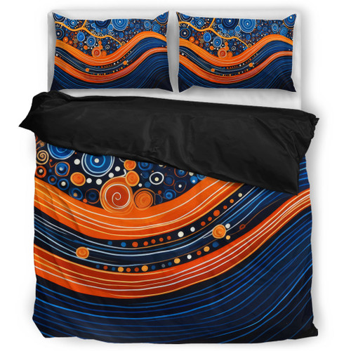 Australia Dreaming Aboriginal Bedding Set - Aboriginal Culture Indigenous Dot Art Painting Inspired Bedding Set