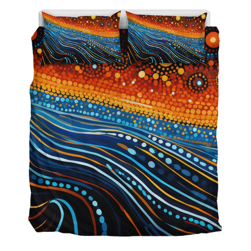 Australia Dreaming Aboriginal Bedding Set - Aboriginal Culture Indigenous Dreaming Dot Painting Art Inspired Bedding Set Australia Dreaming Aboriginal Bedding Set - Aboriginal Culture Indigenous Dreaming Dot Painting Art Inspired Bedding Set