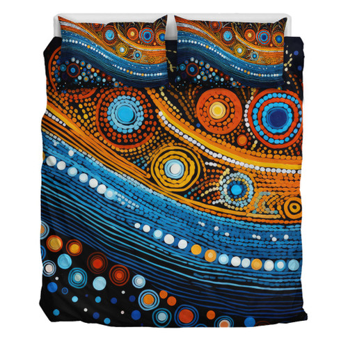 Australia Dreaming Aboriginal Bedding Set - Aboriginal Dot Painting Art Indigenous Culture Inspired Bedding Set