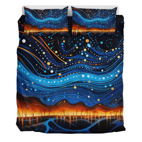 Australia Dreaming Aboriginal Bedding Set - Aboriginal Dreaming Dot Painting Art Color Inspired Bedding Set Australia Dreaming Aboriginal Bedding Set - Aboriginal Dreaming Dot Painting Art Color Inspired Bedding Set