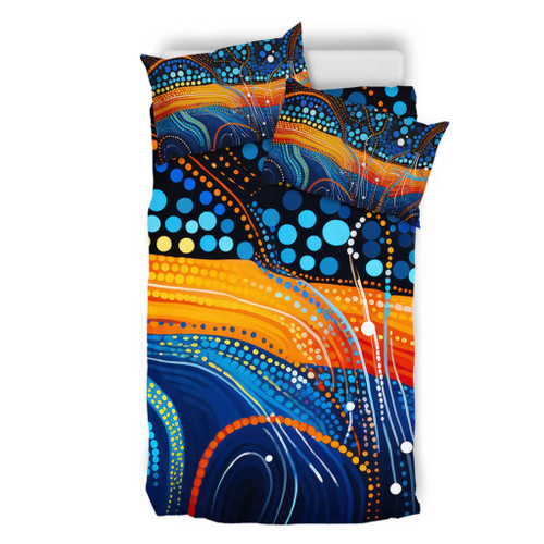 Australia Dreaming Aboriginal Bedding Set - Colorful Aboriginal With Indigenous Patterns Inspired Bedding Set