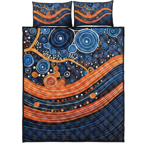 Australia Dreaming Aboriginal Quilt Bed Set - Aboriginal Culture Indigenous Dot Art Painting Inspired Quilt Bed Set Australia Dreaming Aboriginal Quilt Bed Set - Aboriginal Culture Indigenous Dot Art Painting Inspired Quilt Bed Set