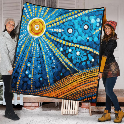 Australia Dreaming Aboriginal Quilt - Aboriginal Culture Indigenous Dot Painting Inspired Quilt