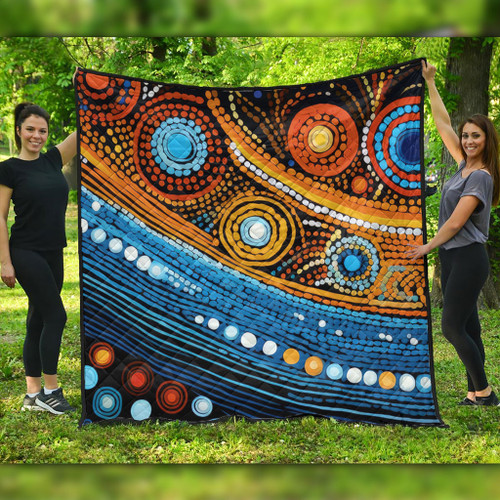Australia Dreaming Aboriginal Quilt - Aboriginal Dot Painting Art Indigenous Culture Inspired Quilt Australia Dreaming Aboriginal Quilt - Aboriginal Dot Painting Art Indigenous Culture Inspired Quilt