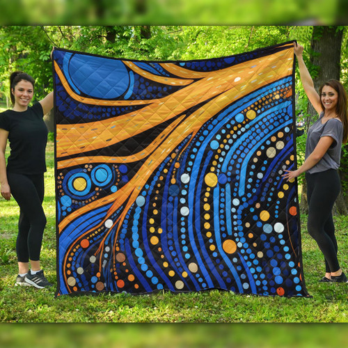 Australia Dreaming Aboriginal Quilt - Aboriginal Indigenous Culture Dot Painting Art Inspired Quilt Australia Dreaming Aboriginal Quilt - Aboriginal Indigenous Culture Dot Painting Art Inspired Quilt