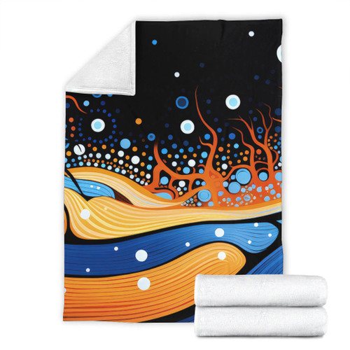 Australia Dreaming Aboriginal Blanket - Aboriginal Art Indigenous Dot Painting Inspired Blanket Australia Dreaming Aboriginal Blanket - Aboriginal Art Indigenous Dot Painting Inspired Blanket