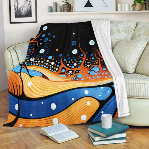 Australia Dreaming Aboriginal Blanket - Aboriginal Art Indigenous Dot Painting Inspired Blanket Australia Dreaming Aboriginal Blanket - Aboriginal Art Indigenous Dot Painting Inspired Blanket