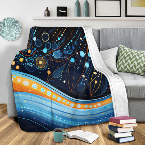 Australia Dreaming Aboriginal Blanket - Aboriginal Culture Indigenous Dot Painting Art Inspired Blanket Australia Dreaming Aboriginal Blanket - Aboriginal Culture Indigenous Dot Painting Art Inspired Blanket