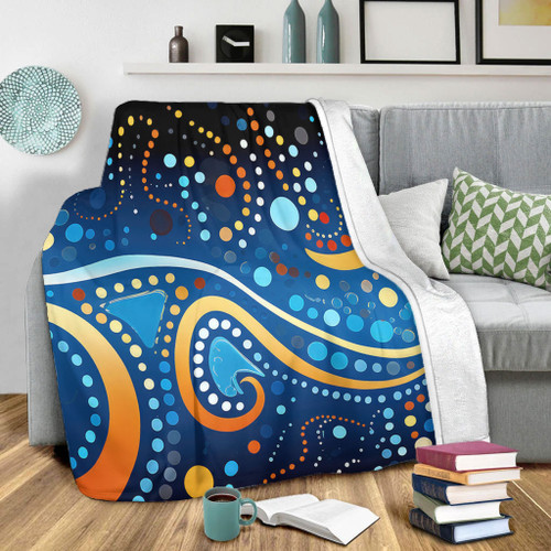 Australia Dreaming Aboriginal Blanket - Aboriginal Culture Indigenous Dot Painting Color Inspired Blanket Australia Dreaming Aboriginal Blanket - Aboriginal Culture Indigenous Dot Painting Color Inspired Blanket