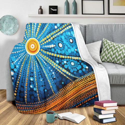 Australia Dreaming Aboriginal Blanket - Aboriginal Culture Indigenous Dot Painting Inspired Blanket Australia Dreaming Aboriginal Blanket - Aboriginal Culture Indigenous Dot Painting Inspired Blanket