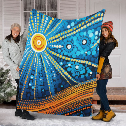 Australia Dreaming Aboriginal Blanket - Aboriginal Culture Indigenous Dot Painting Inspired Blanket Australia Dreaming Aboriginal Blanket - Aboriginal Culture Indigenous Dot Painting Inspired Blanket