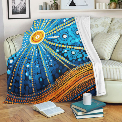 Australia Dreaming Aboriginal Blanket - Aboriginal Culture Indigenous Dot Painting Inspired Blanket Australia Dreaming Aboriginal Blanket - Aboriginal Culture Indigenous Dot Painting Inspired Blanket