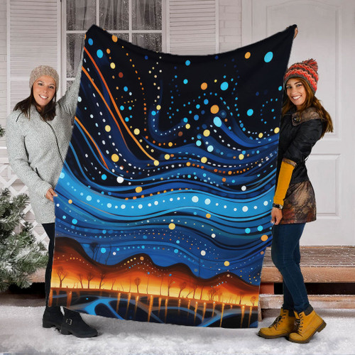 Australia Dreaming Aboriginal Blanket - Aboriginal Dreaming Dot Painting Art Color Inspired Blanket Australia Dreaming Aboriginal Blanket - Aboriginal Dreaming Dot Painting Art Color Inspired Blanket