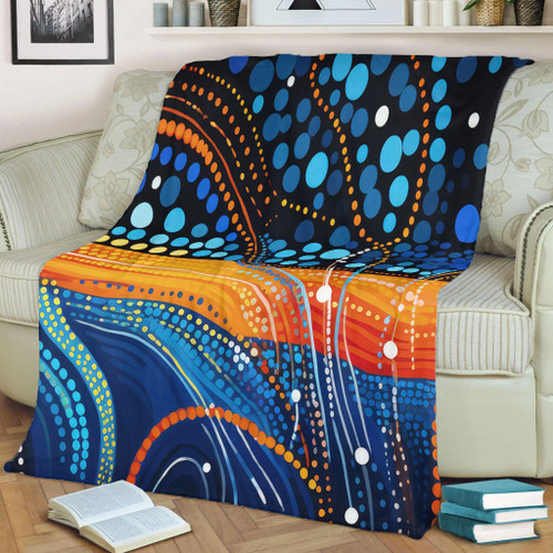 Australia Dreaming Aboriginal Blanket - Colorful Aboriginal With Indigenous Patterns Inspired Blanket