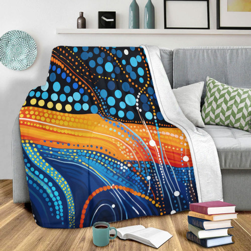 Australia Dreaming Aboriginal Blanket - Colorful Aboriginal With Indigenous Patterns Inspired Blanket Australia Dreaming Aboriginal Blanket - Colorful Aboriginal With Indigenous Patterns Inspired Blanket
