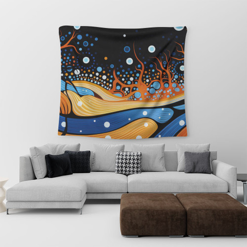 Australia Dreaming Aboriginal Tapestry - Aboriginal Art Indigenous Dot Painting Inspired Tapestry Australia Dreaming Aboriginal Tapestry - Aboriginal Art Indigenous Dot Painting Inspired Tapestry