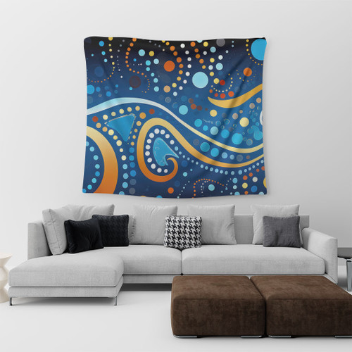 Australia Dreaming Aboriginal Tapestry - Aboriginal Culture Indigenous Dot Painting Color Inspired Tapestry Australia Dreaming Aboriginal Tapestry - Aboriginal Culture Indigenous Dot Painting Color Inspired Tapestry