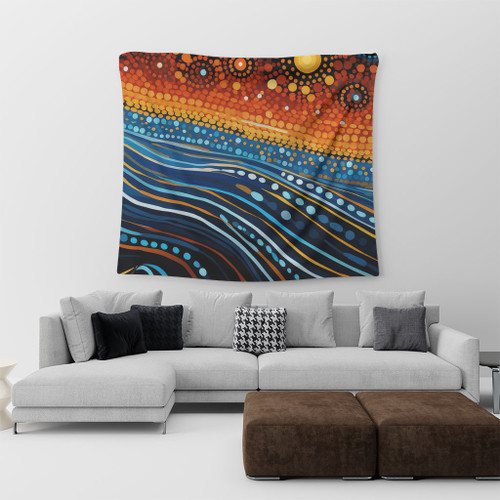 Australia Dreaming Aboriginal Tapestry - Aboriginal Culture Indigenous Dreaming Dot Painting Art Inspired Tapestry Australia Dreaming Aboriginal Tapestry - Aboriginal Culture Indigenous Dreaming Dot Painting Art Inspired Tapestry