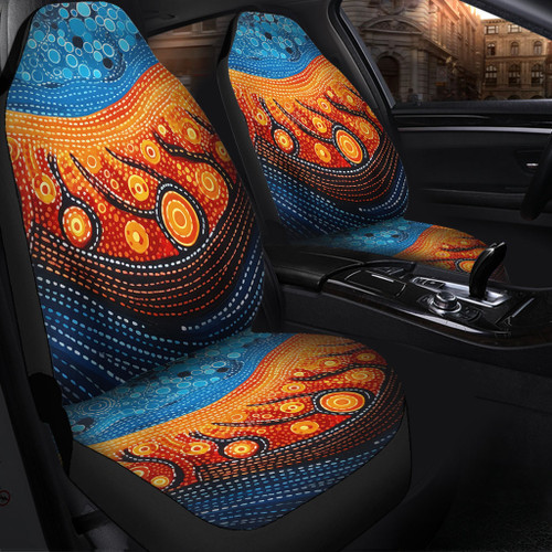 Australia Dreaming Aboriginal Car Seat Cover - Aboriginal Culture Indigenous River Dot Painting Art Inspired Car Seat Cover