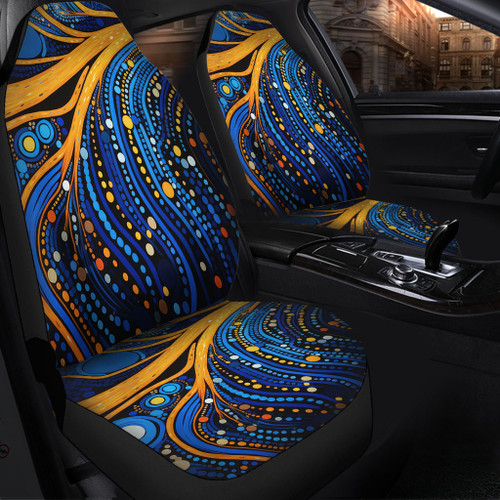 Australia Dreaming Aboriginal Car Seat Cover - Aboriginal Indigenous Culture Dot Painting Art Inspired Car Seat Cover
