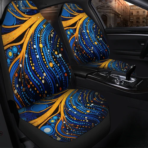Australia Dreaming Aboriginal Car Seat Cover - Aboriginal Indigenous Culture Dot Painting Art Inspired Car Seat Cover