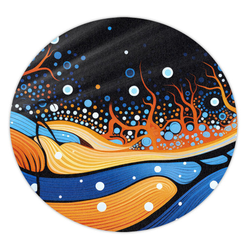 Australia Dreaming Aboriginal Round Rug - Aboriginal Art Indigenous Dot Painting Inspired Round Rug Australia Dreaming Aboriginal Round Rug - Aboriginal Art Indigenous Dot Painting Inspired Round Rug