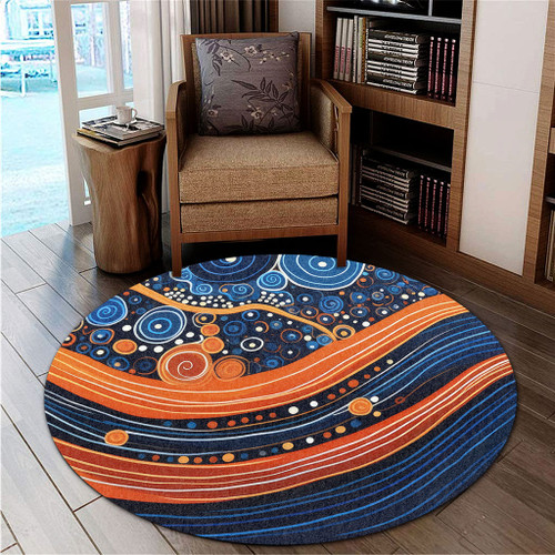 Australia Dreaming Aboriginal Round Rug - Aboriginal Culture Indigenous Dot Art Painting Inspired Round Rug Australia Dreaming Aboriginal Round Rug - Aboriginal Culture Indigenous Dot Art Painting Inspired Round Rug