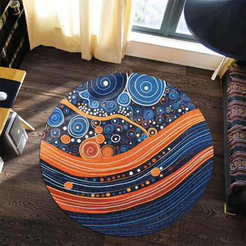 Australia Dreaming Aboriginal Round Rug - Aboriginal Culture Indigenous Dot Art Painting Inspired Round Rug Australia Dreaming Aboriginal Round Rug - Aboriginal Culture Indigenous Dot Art Painting Inspired Round Rug