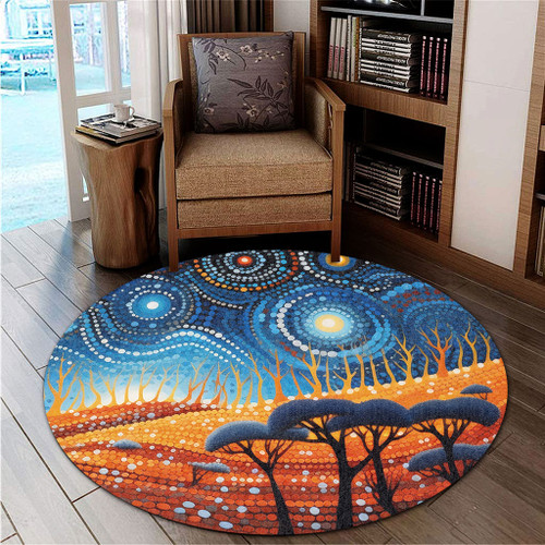 Australia Dreaming Aboriginal Round Rug - Aboriginal Culture Indigenous Land Dot Painting Art Inspired Round Rug Australia Dreaming Aboriginal Round Rug - Aboriginal Culture Indigenous Land Dot Painting Art Inspired Round Rug