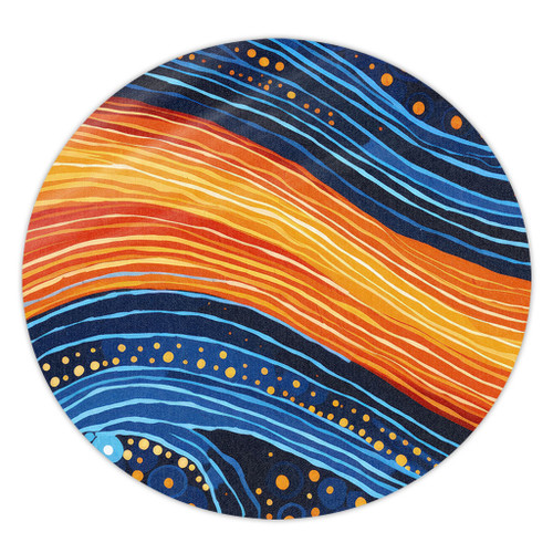 Australia Dreaming Aboriginal Round Rug - Aboriginal Culture Rive In Dot Painting Inspired Round Rug Australia Dreaming Aboriginal Round Rug - Aboriginal Culture Rive In Dot Painting Inspired Round Rug