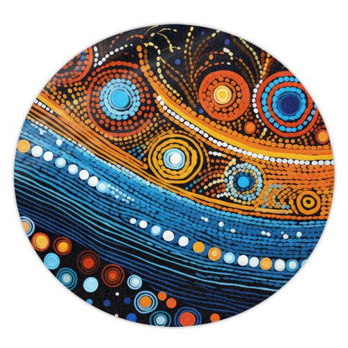 Australia Dreaming Aboriginal Round Rug - Aboriginal Dot Painting Art Indigenous Culture Inspired Round Rug Australia Dreaming Aboriginal Round Rug - Aboriginal Dot Painting Art Indigenous Culture Inspired Round Rug