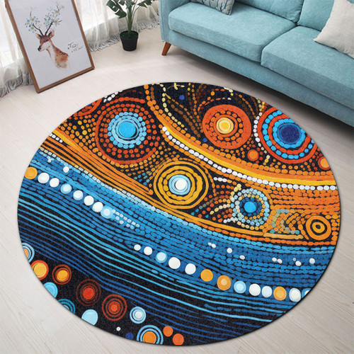 Australia Dreaming Aboriginal Round Rug - Aboriginal Dot Painting Art Indigenous Culture Inspired Round Rug