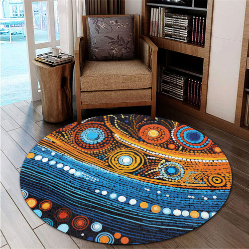 Australia Dreaming Aboriginal Round Rug - Aboriginal Dot Painting Art Indigenous Culture Inspired Round Rug Australia Dreaming Aboriginal Round Rug - Aboriginal Dot Painting Art Indigenous Culture Inspired Round Rug