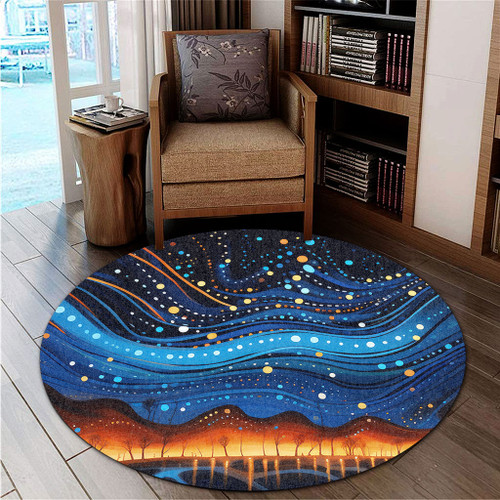 Australia Dreaming Aboriginal Round Rug - Aboriginal Dreaming Dot Painting Art Color Inspired Round Rug Australia Dreaming Aboriginal Round Rug - Aboriginal Dreaming Dot Painting Art Color Inspired Round Rug