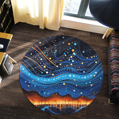 Australia Dreaming Aboriginal Round Rug - Aboriginal Dreaming Dot Painting Art Color Inspired Round Rug Australia Dreaming Aboriginal Round Rug - Aboriginal Dreaming Dot Painting Art Color Inspired Round Rug